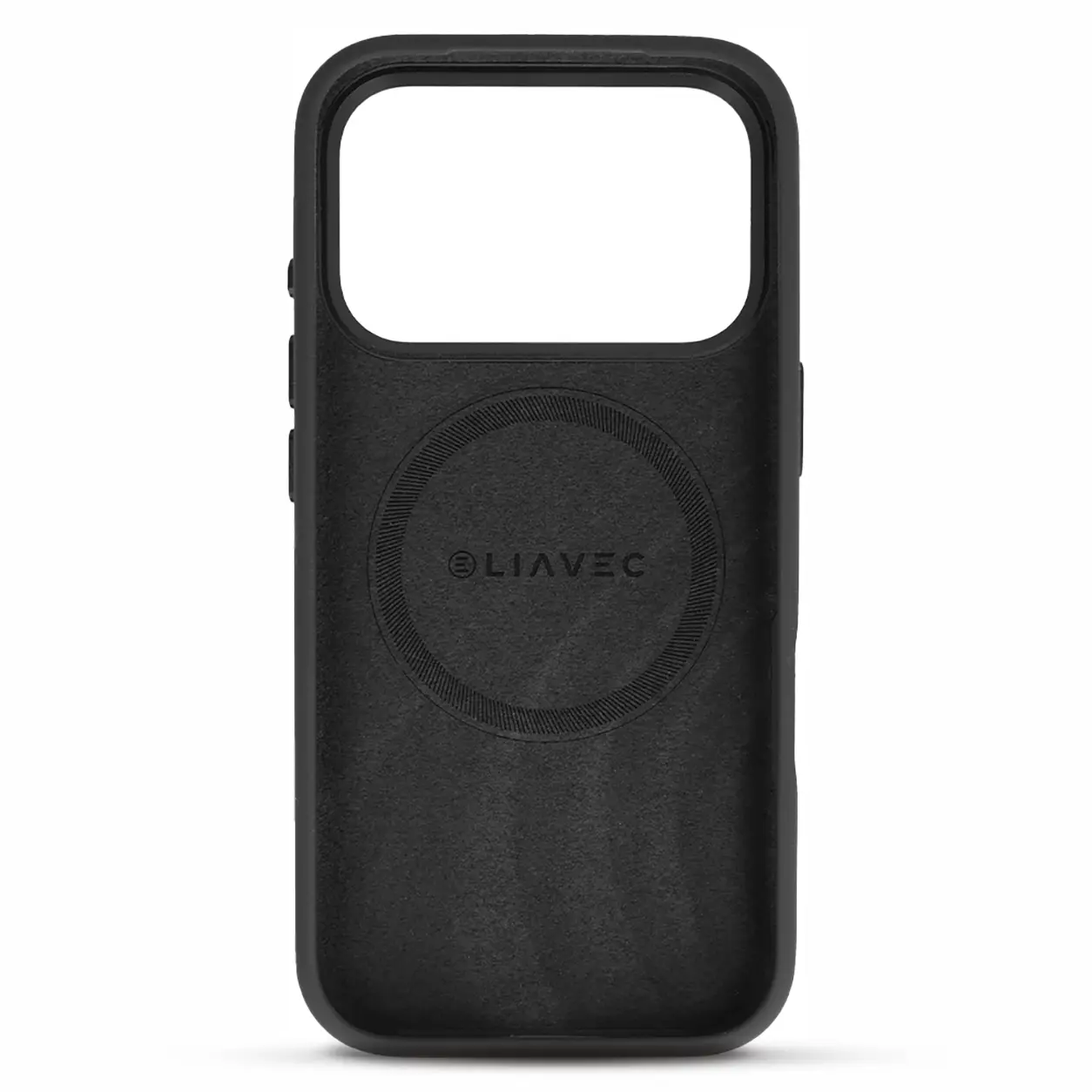 Détail coque LIAVEC Silky MagSafe Noir pour iPhone 18 Pro