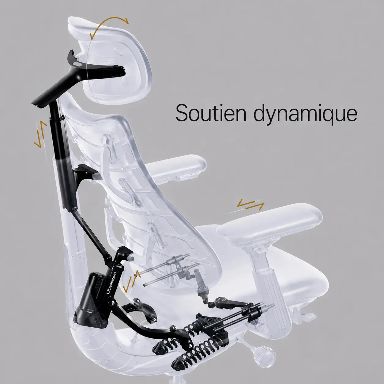 Schéma technique du soutien dynamique de la chaise LiberNovo Omni 45
