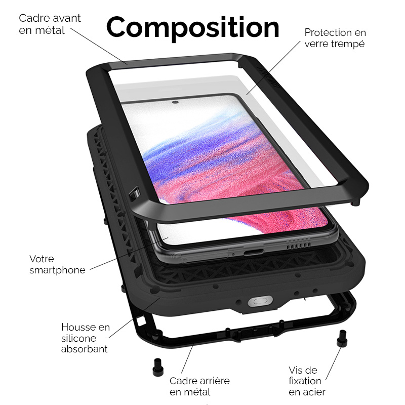 Coque Intégrale Antichoc LOVEMEI Powerful pour Galaxy A53 5G