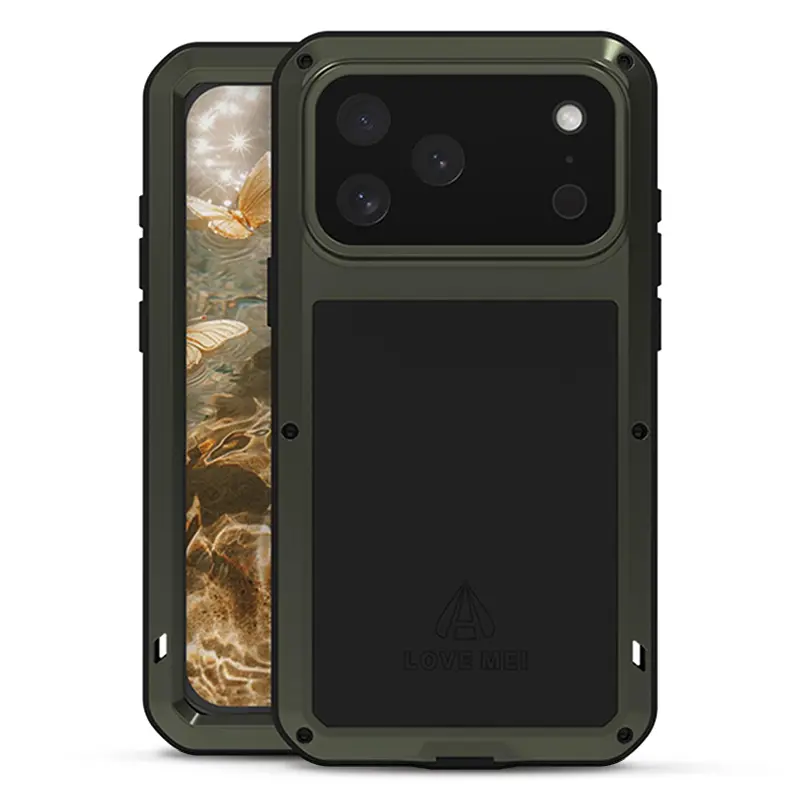 Coque Intégrale LOVEMEI Powerful pour iPhone 17 Pro Max - Modèle Kaki