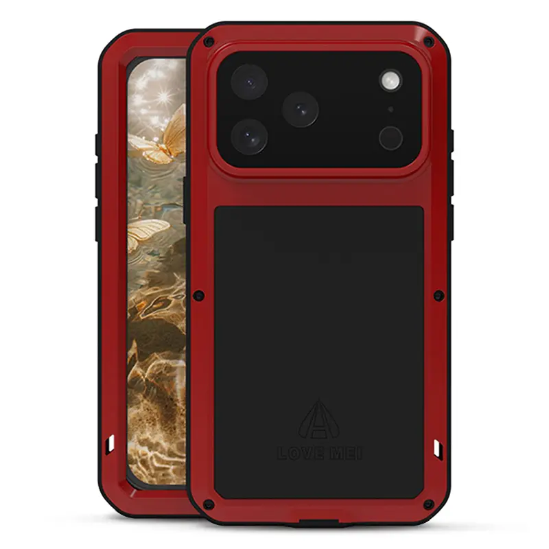 Coque Intégrale LOVEMEI Powerful pour iPhone 17 Pro Max - Modèle Roug