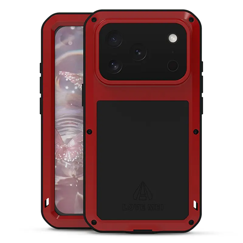 Coque Intégrale LOVEMEI Powerful pour iPhone 17 Pro - Modèle Roug