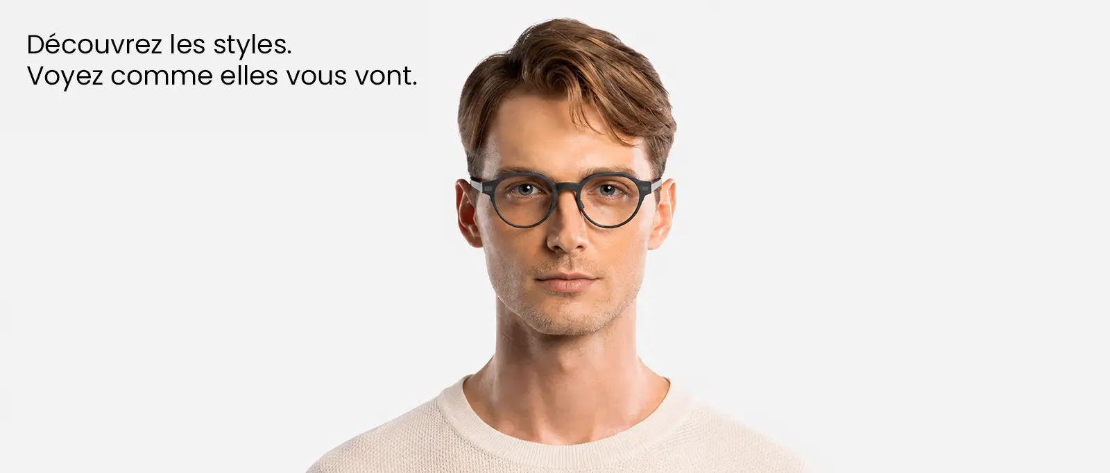 Homme portant les lunettes connectées Even Realities G2 avec monture optique ronde grise