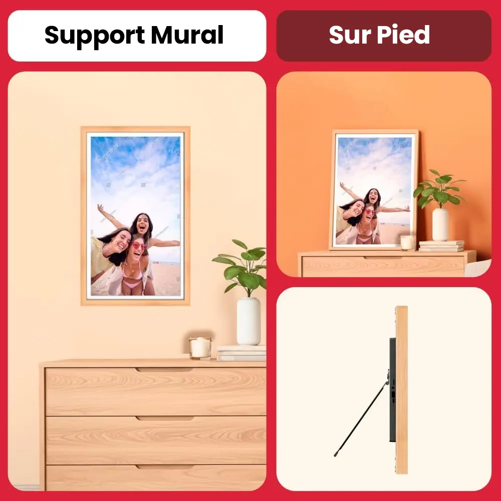 Interface fluide et intuitive de l'application mobile Frameo permettant un partage gratuit, rapide et totalement sécurisé.