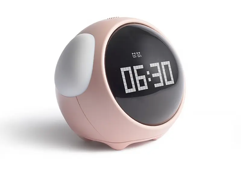 Réveil EmoJi avec Fonction Snooze et Veilleuse LED - Modèle Rose