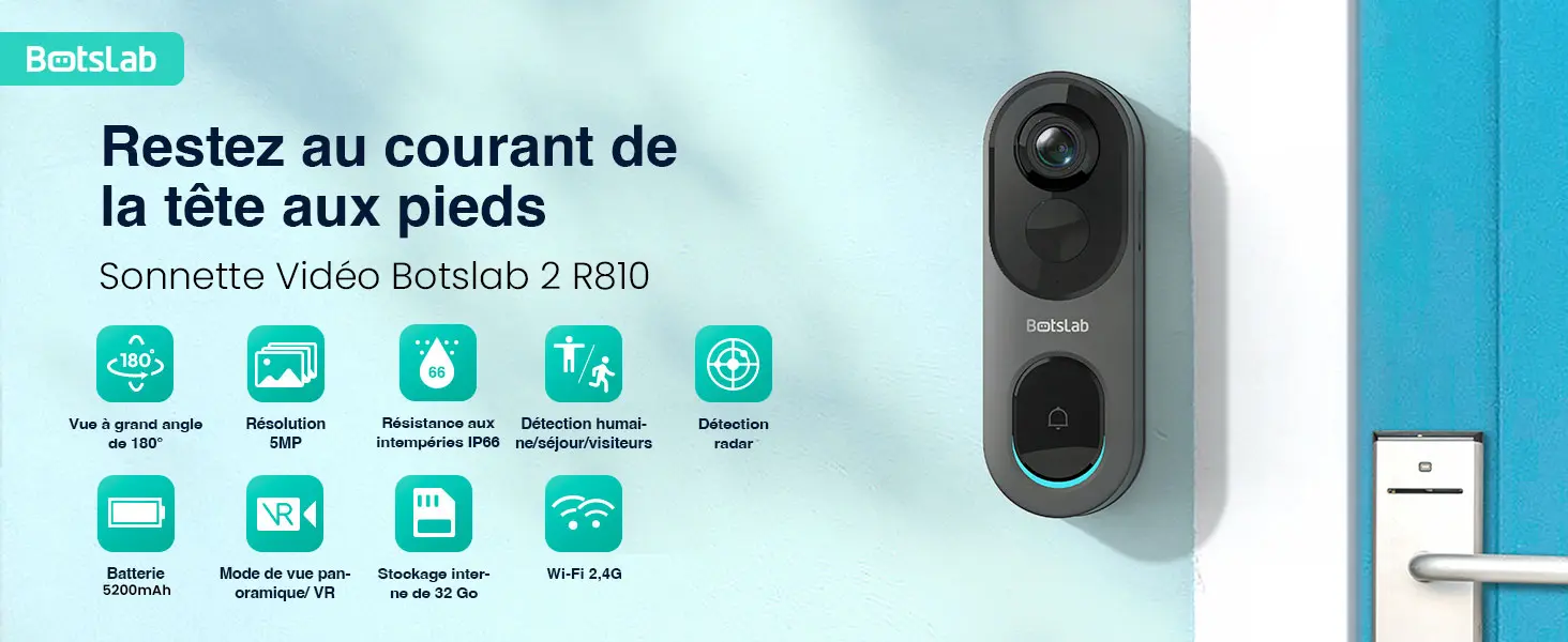 Sonnette Vidéo BOTSLAB 2 R810 | Wi-Fi 2,4G