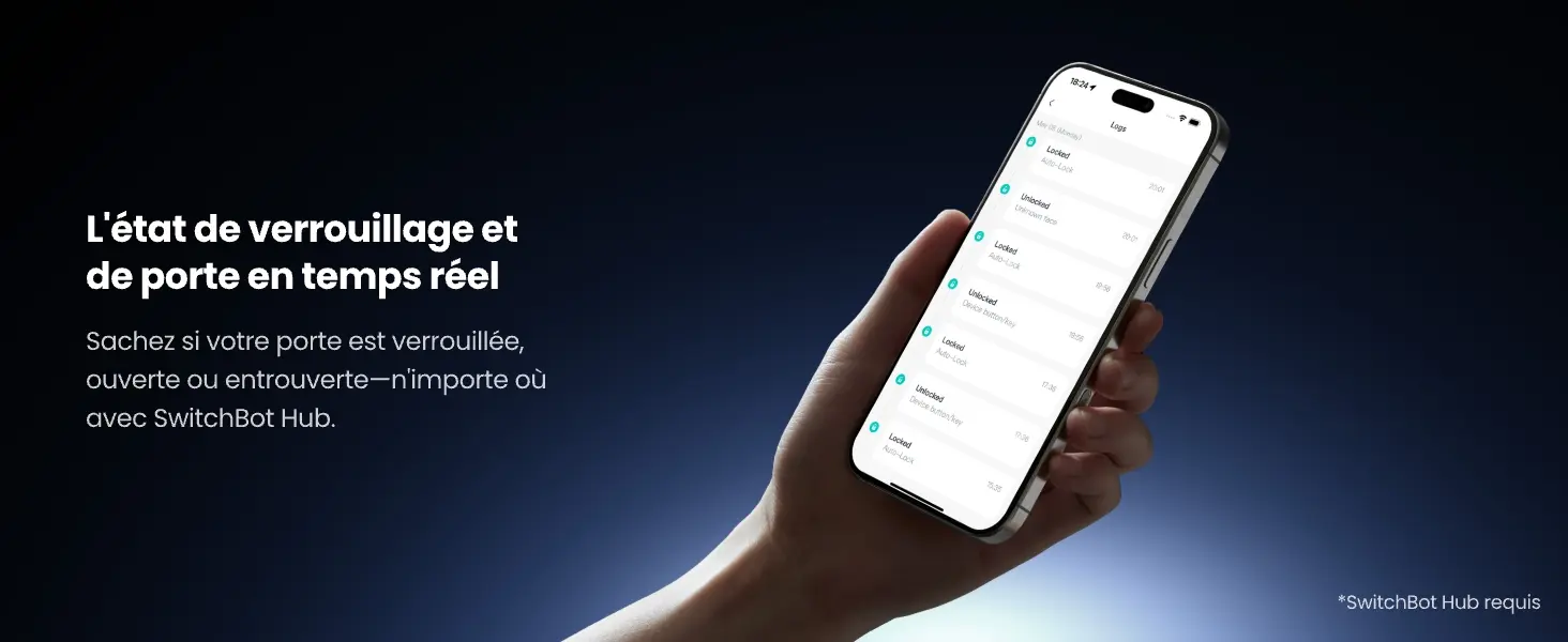 Autoverrouillage magnétique intelligent de la serrure connectée : les capteurs détectent le statut de la porte et verrouillent automatiquement uniquement lorsque celle-ci est bien fermée, avec alertes de porte entrouverte.