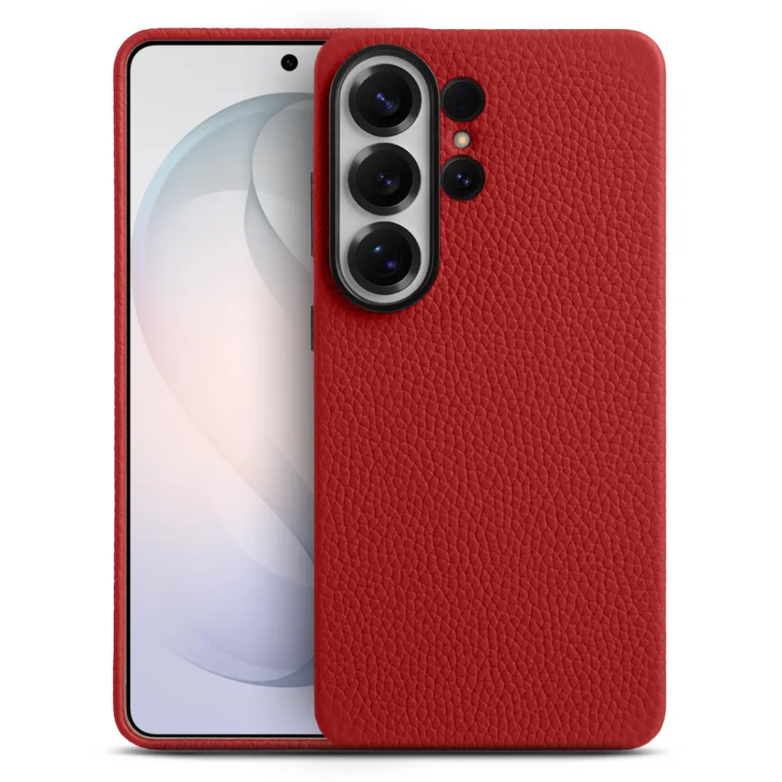 Galaxy S26 Ultra – Coque MagSafe MELKCO Regal en Cuir Véritable Litchi - Coloris Rouge