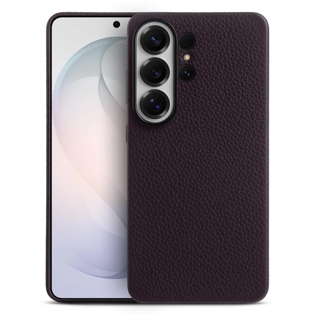 Galaxy S26 Ultra – Coque MagSafe MELKCO Regal en Cuir Véritable Litchi - Coloris Violet