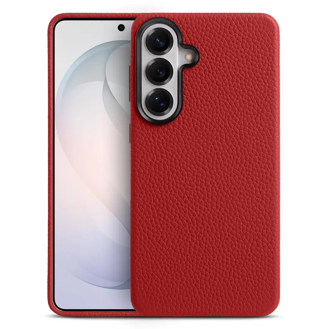 Galaxy S26 Plus – Coque MagSafe MELKCO Regal en Cuir Véritable Litchi - Coloris Rouge