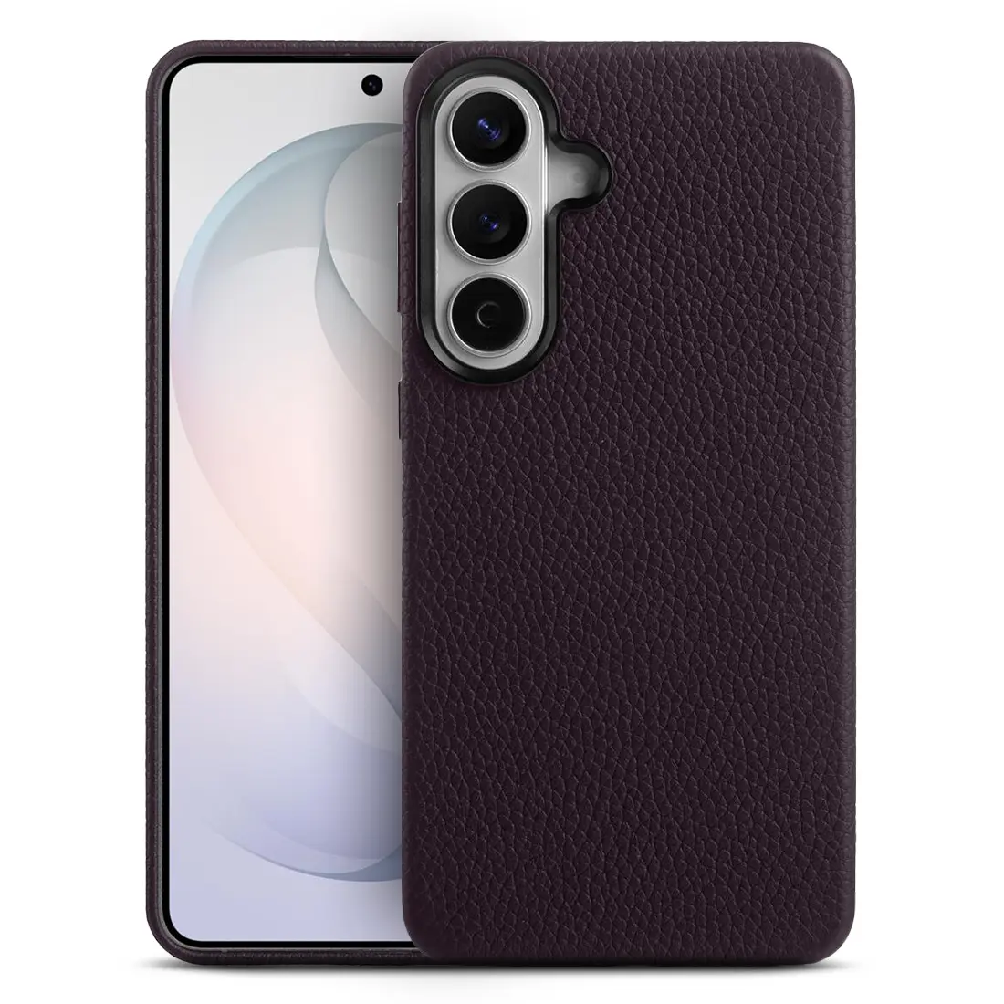 Galaxy S26 Plus – Coque MagSafe MELKCO Regal en Cuir Véritable Litchi - Coloris Violet