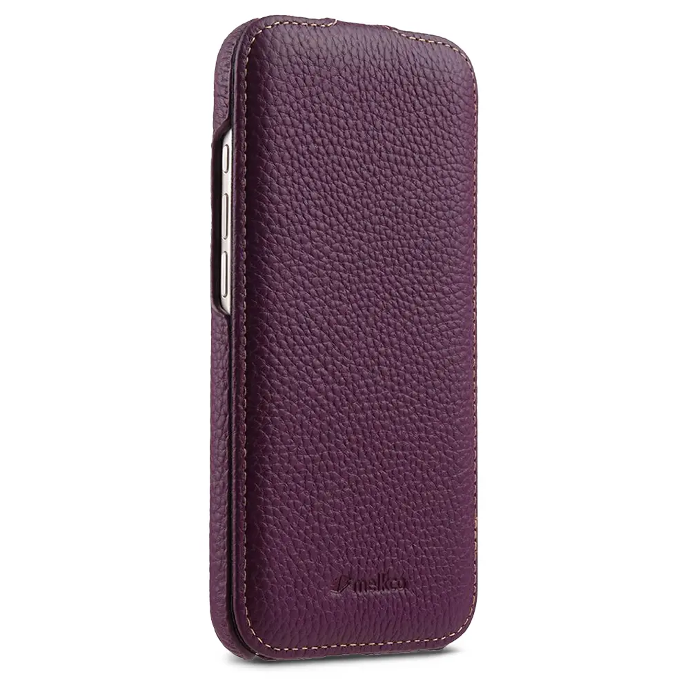 iPhone 17 – Étui Vertical MagSafe MELKCO Jacka en Cuir Véritable Litchi - Modèle violet