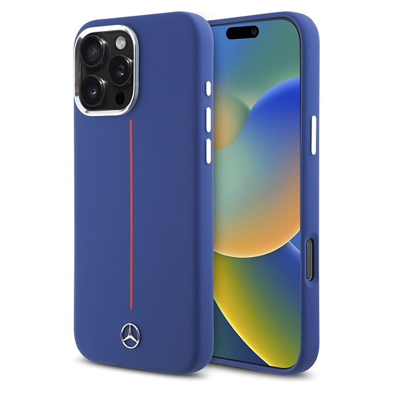 Coque MagSafe MERCEDES Silicone Vertical Stripe pour iPhone 16 Pro Max