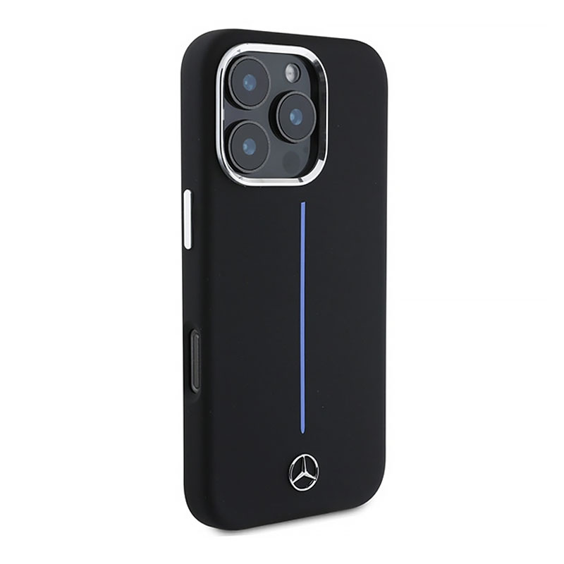 Coque MagSafe MERCEDES Silicone Vertical Stripe pour iPhone 16 Pro