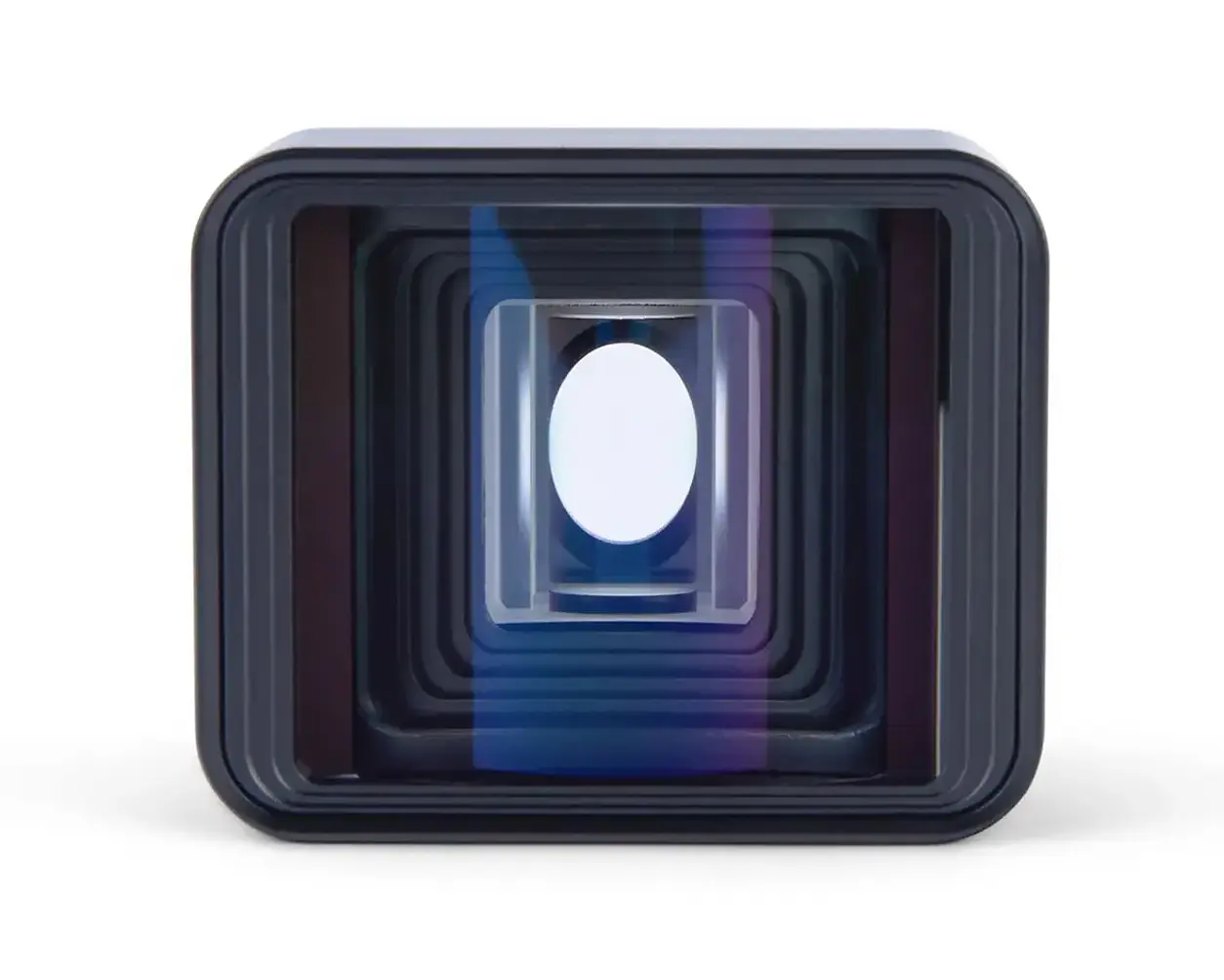 Vue frontale de la lentille de l'objectif anamorphique MOMENT 1.33x PanaBlue