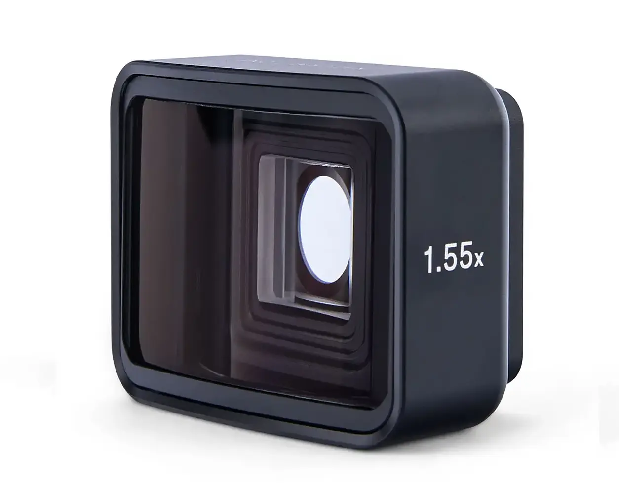 Objectif MOMENT Anamorphique 1.55x Natural T-Series, vue de trois quarts avec marquage 1.55x