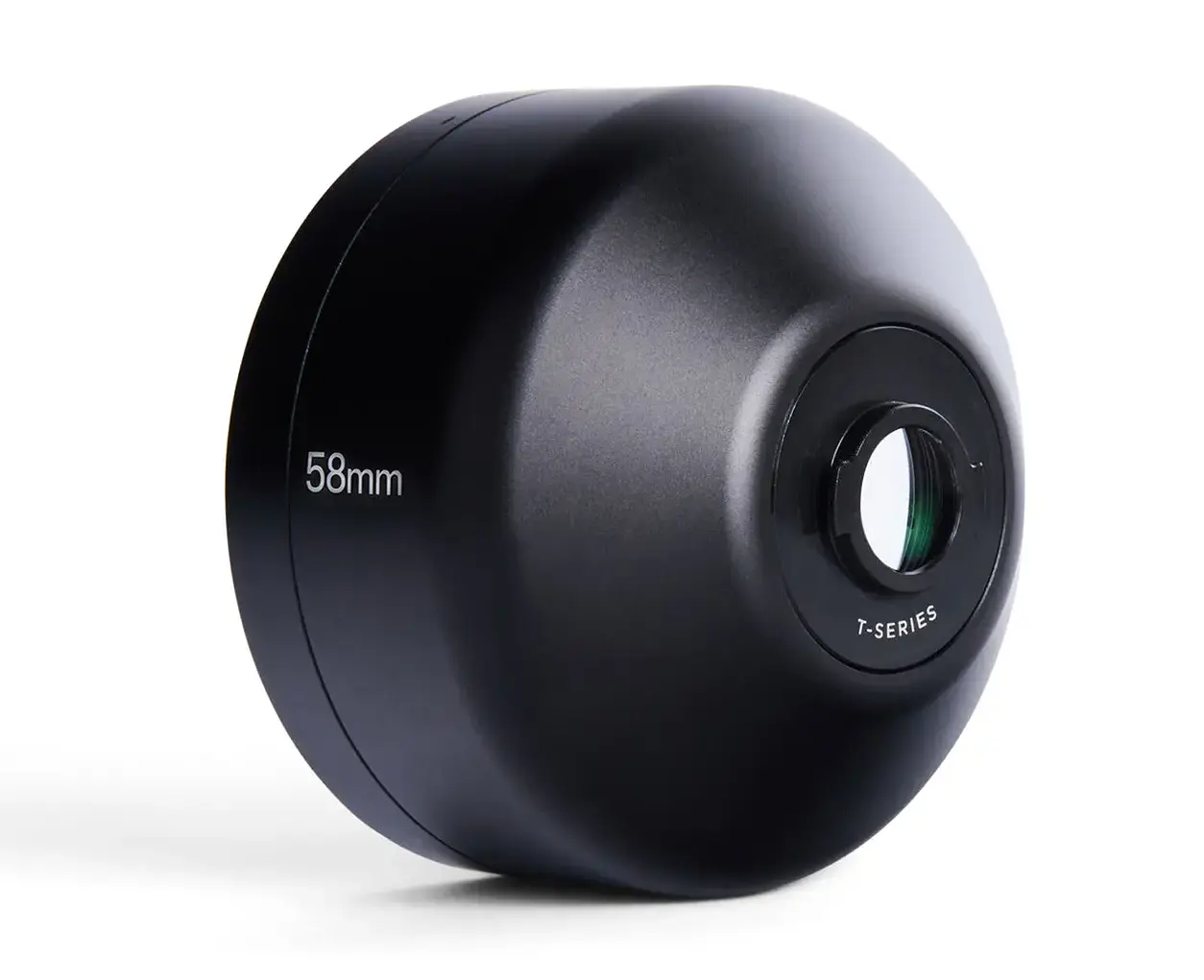 Vue arrière de l'objectif MOMENT Tele 58mm II avec inscription 58mm et monture T-Series