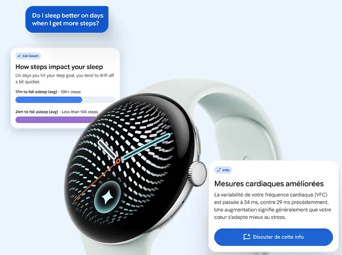 Coaching personnalisé Google Health Premium avec Gemini sur Google Pixel Watch 5