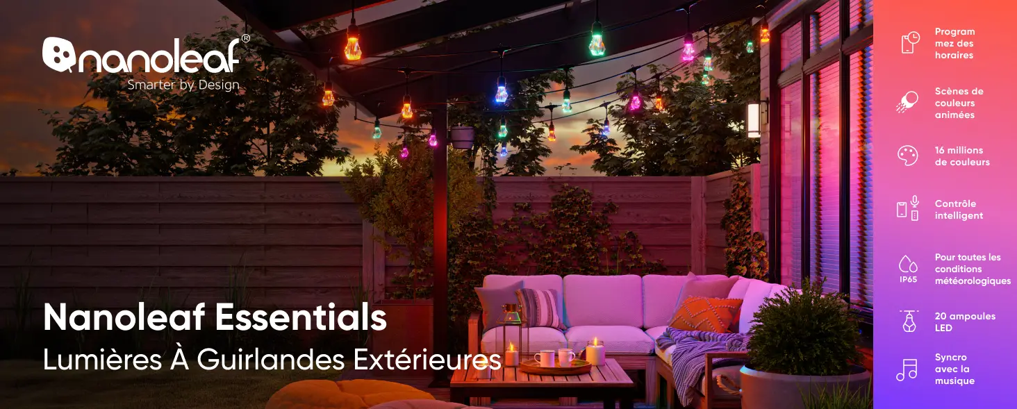 Guirlande LED extérieure connectée Nanoleaf Essentials Outdoor - Éclairage RGBW étanche IP65