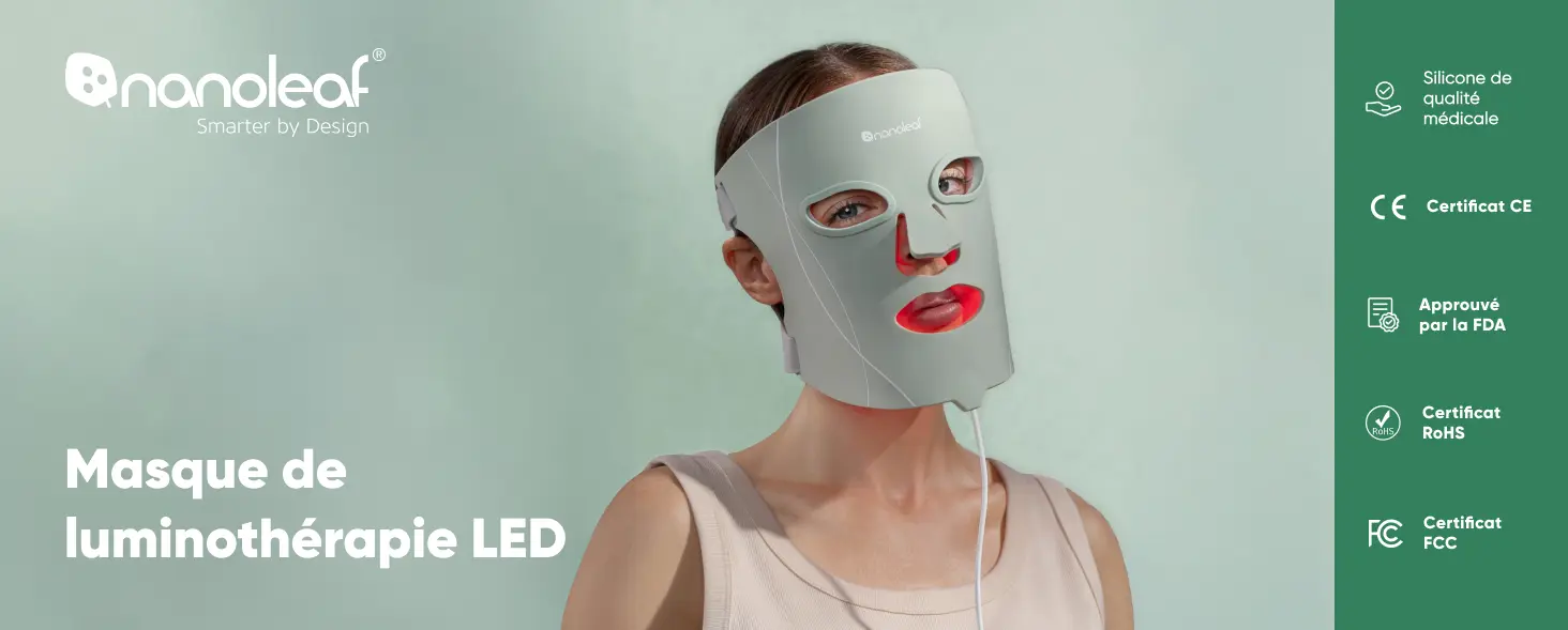 Masque de luminothérapie LED Nanoleaf - Soin anti-âge et éclat de la peau