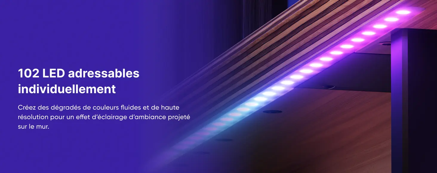 Nanoleaf Support Écran RVB Noyer – 102 LED adressables individuellement et effets d'éclairage d'ambiance