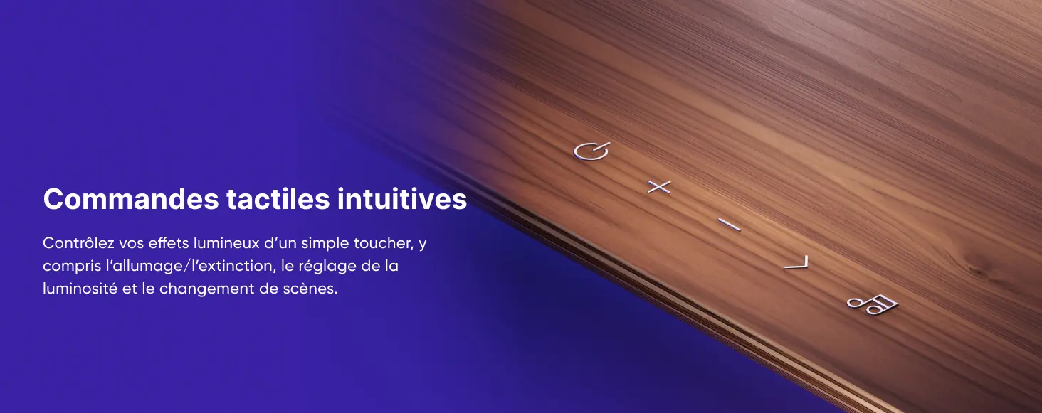 Nanoleaf Support Écran RVB Noyer – commandes tactiles intuitives intégrées au bois