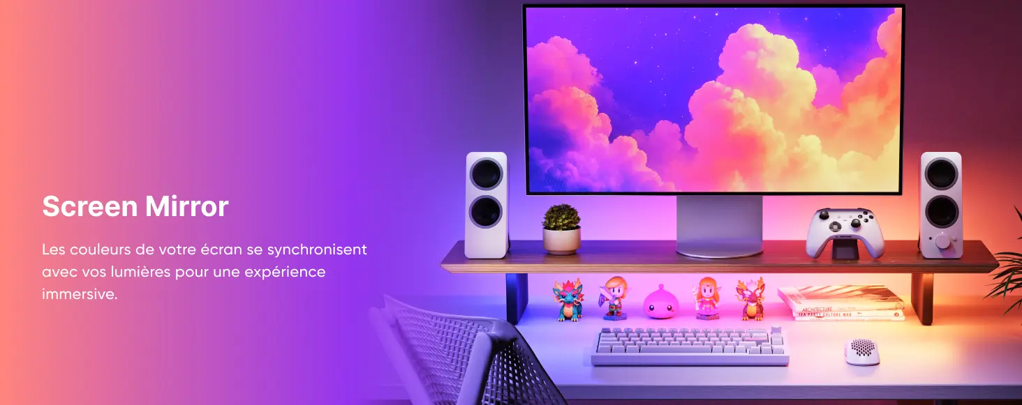 Nanoleaf Support Écran RVB Noyer – Screen Mirror synchronisant les couleurs de l'écran avec les lumières