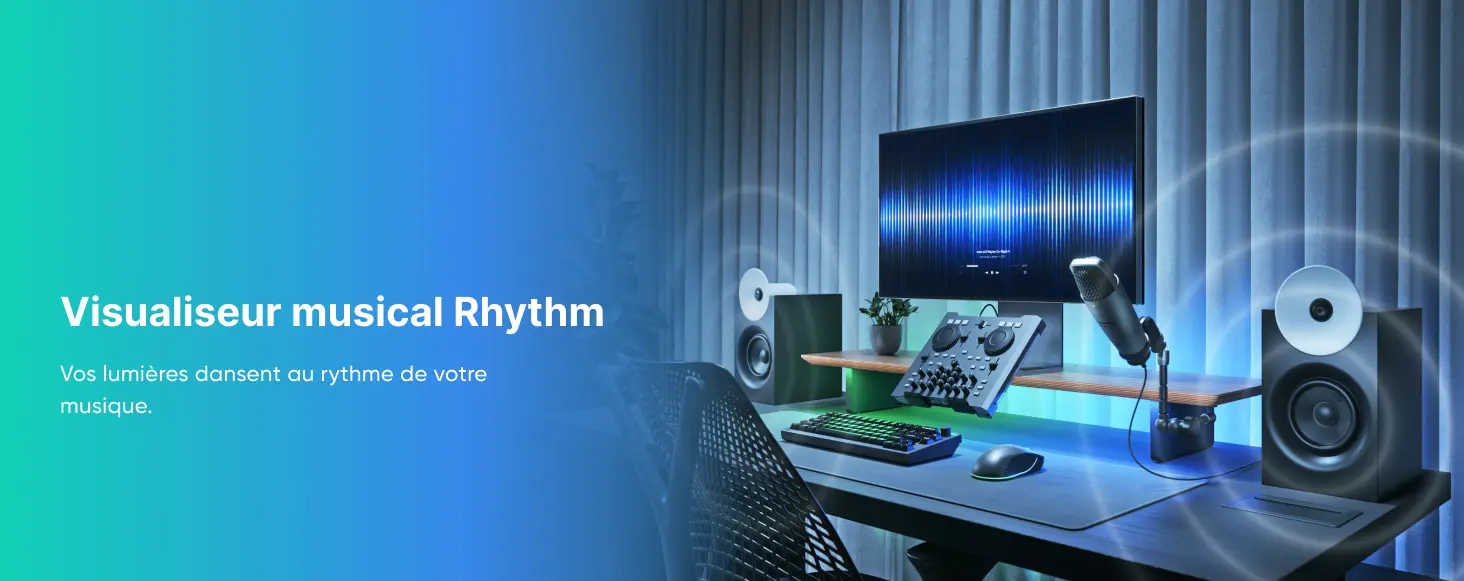 Nanoleaf Support Écran RVB Noyer – Visualiseur musical Rhythm faisant danser les lumières au rythme de la musique