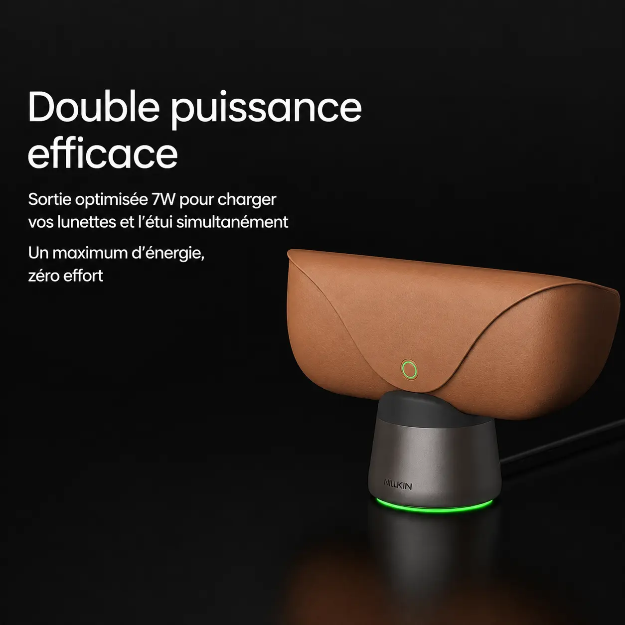 Double puissance efficace 7W pour recharger simultanément les lunettes et l étui