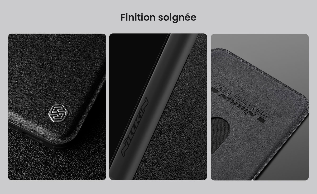 Étui NILLKIN Qin Prop pour Galaxy S24 Plus Leather Série Avec Pochettes CB & Cache Caméra Chevalet pour Galaxy S24
