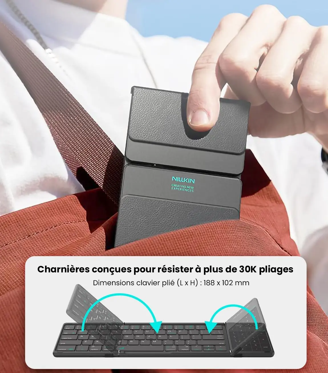 Clavier Bluetooth Pliable NILLKIN Magic Cube | 64 Touches QWERTY