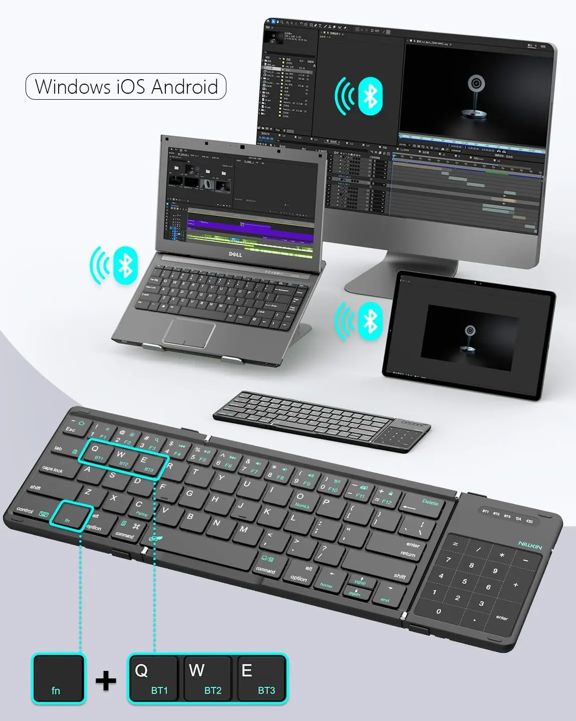 Clavier Bluetooth Pliable NILLKIN Magic Cube | 64 Touches QWERTY