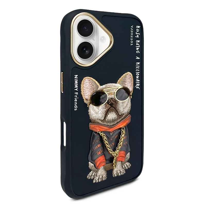 Coque NIMMMY x NIMMY FRIENDS Black Glasses Cool Dog pour iPhone 16