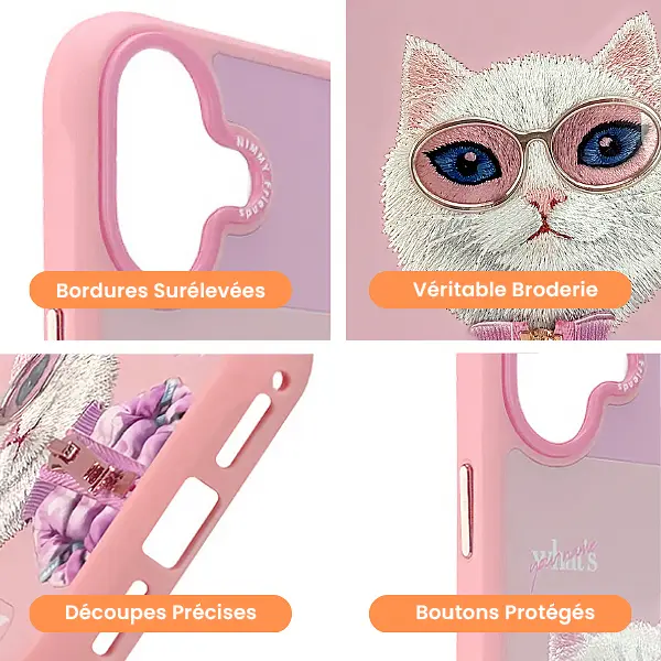 Coque NIMMMY x NIMMY FRIENDS Cool Cute Pink Cat pour iPhone 17