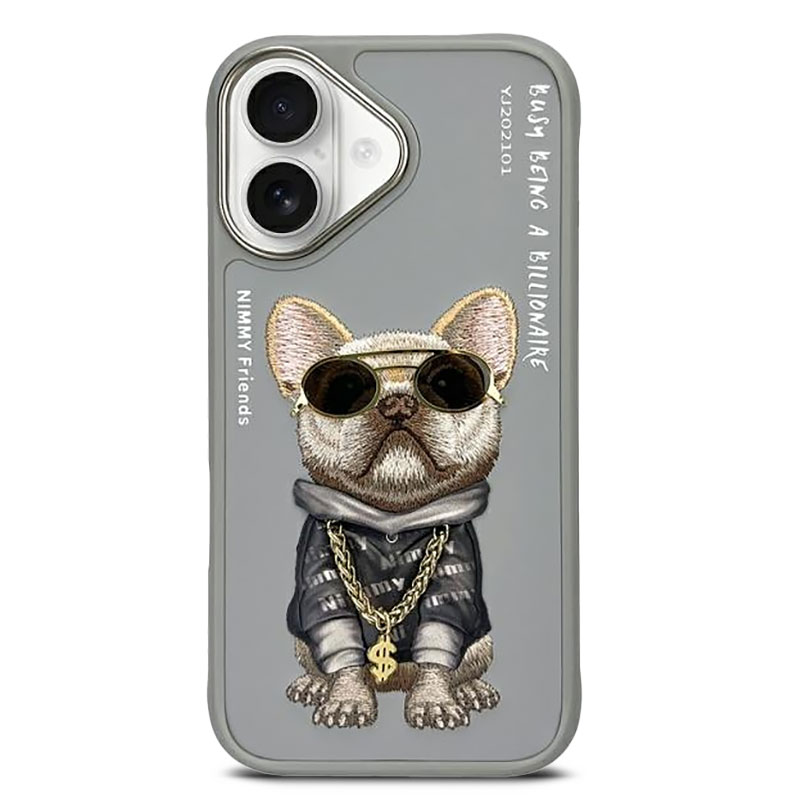 Coque NIMMMY x NIMMY FRIENDS Gray Glasses Cool Dog pour iPhone 16