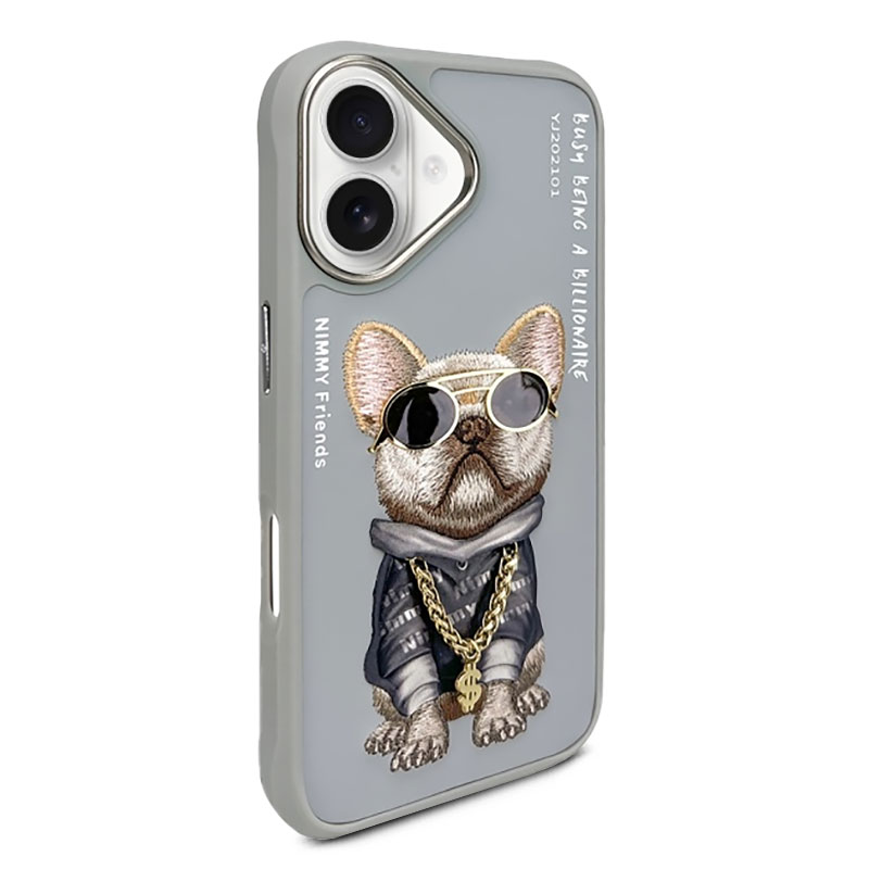 Coque NIMMMY x NIMMY FRIENDS Gray Glasses Cool Dog pour iPhone 16
