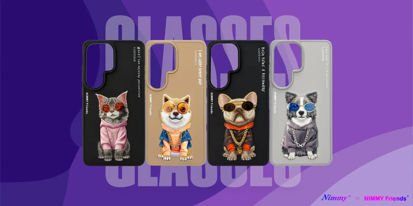 Coque NIMMY x NIMMY FRIENDS Glasses Cool Cat avec Broderie 3D pour Galaxy S26 Ultra