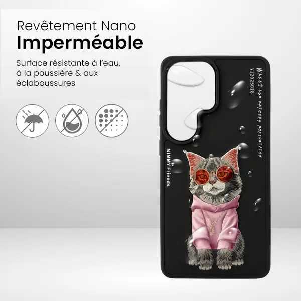 Coque NIMMY x NIMMY FRIENDS Glasses Cool Cat avec Broderie 3D pour Galaxy S26 Ultra