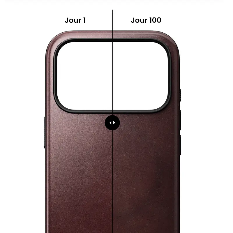 Coque MagSafe NOMAD Modern Leather Case en Cuir HORWEEN pour iPhone 17 Pro - Coloris Bordeaux