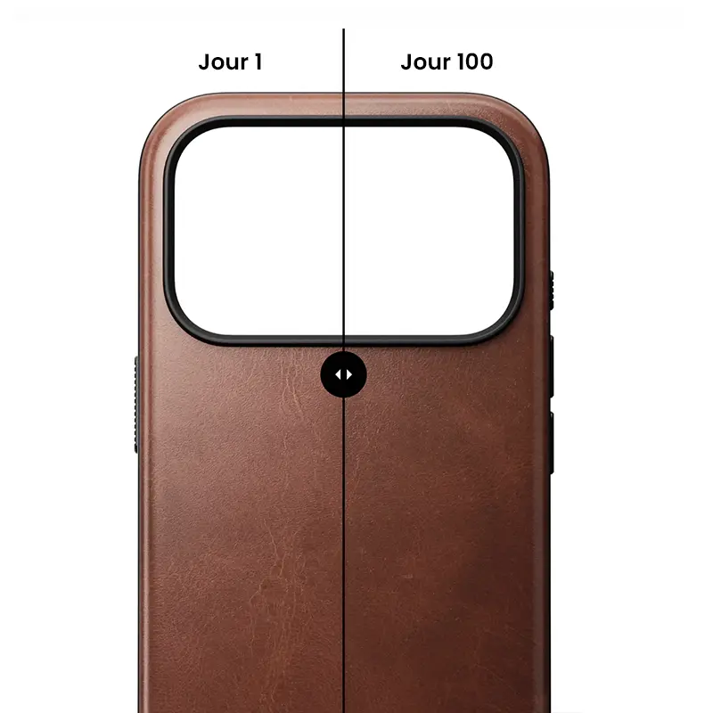 Coque MagSafe NOMAD Modern Leather Case en Cuir HORWEEN pour iPhone 17 Pro - Coloris Marron