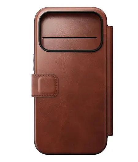 Étui Portefeuille MagSafe NOMAD Modern Leather Folio en Cuir Horween pour iPhone 17 Pro - Coloris Marron