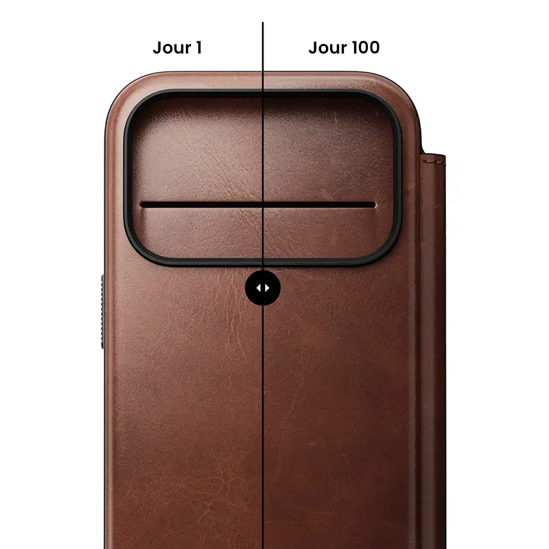 Étui Portefeuille MagSafe NOMAD Modern Leather Folio en Cuir Horween pour iPhone 17 Pro - Coloris Marron