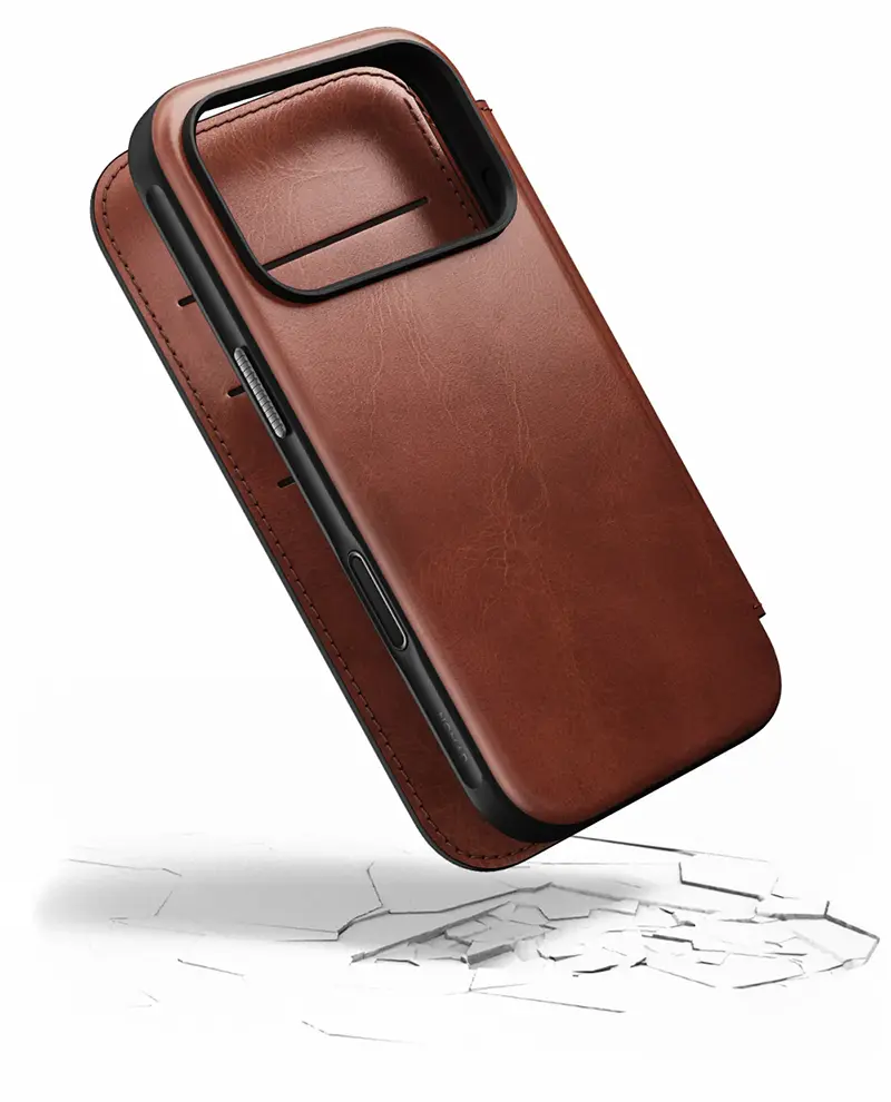 Étui Portefeuille MagSafe NOMAD Modern Leather Folio en Cuir Horween pour iPhone 17 Pro - Coloris Marron