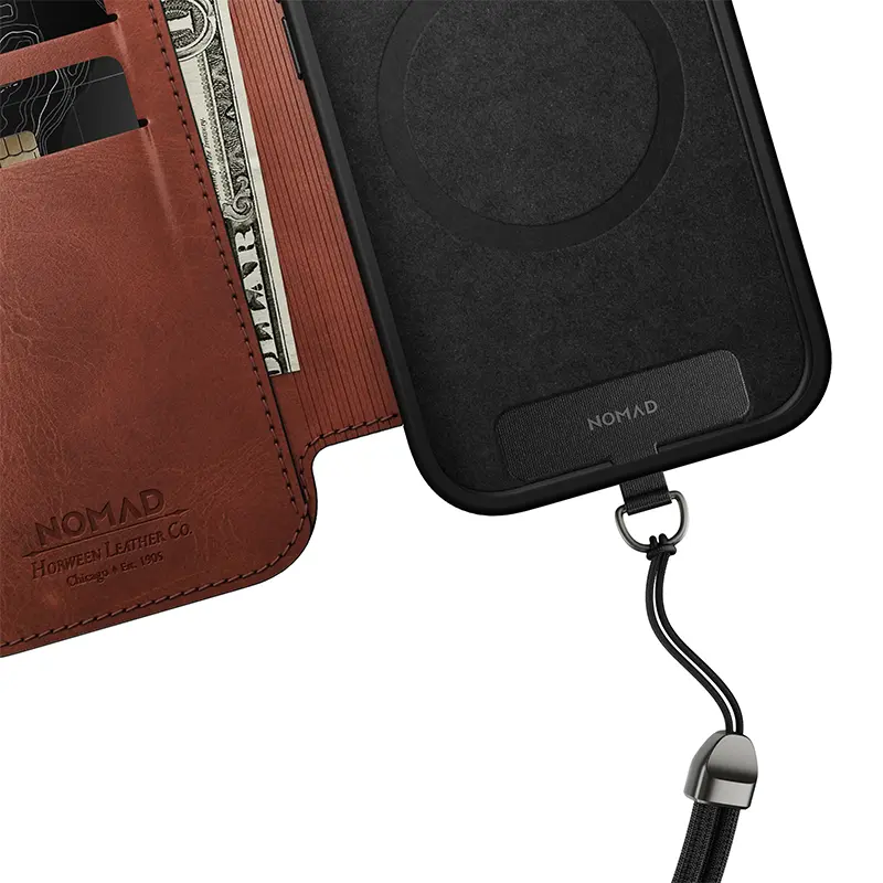 Étui Portefeuille MagSafe NOMAD Modern Leather Folio en Cuir Horween pour iPhone 17 Pro - Coloris Marron