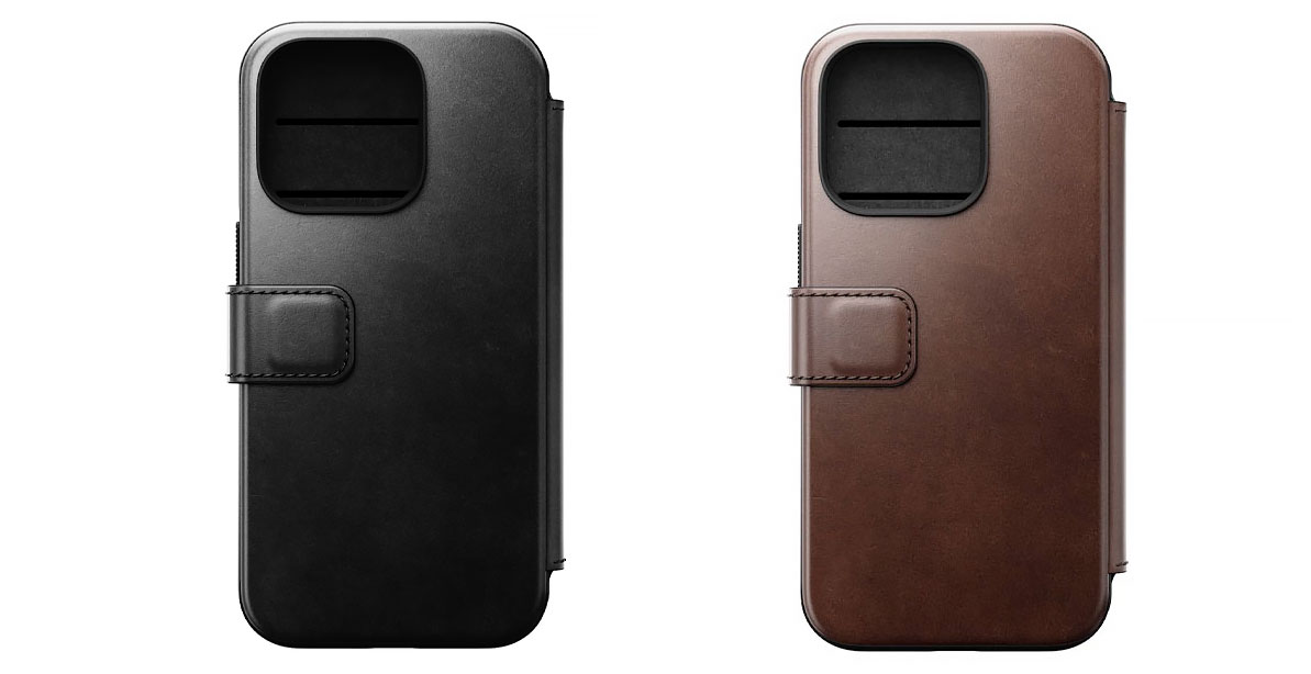 Étui Portefeuille NOMAD Modern Leather Folio en Cuir HORWEEN® Compatible MagSafe pour iPhone 15 Pro Max