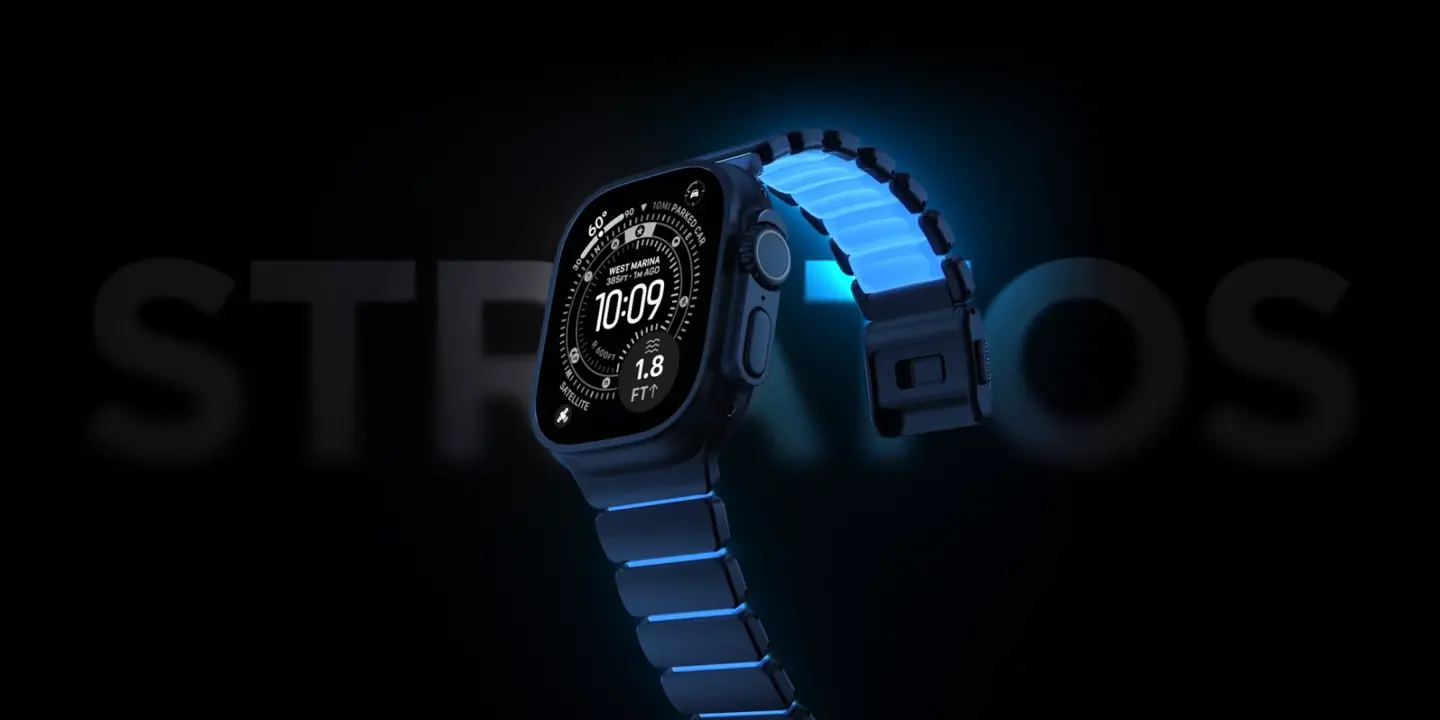 Bracelet NOMAD Stratos Titane Icy Blue Glow pour Apple Watch