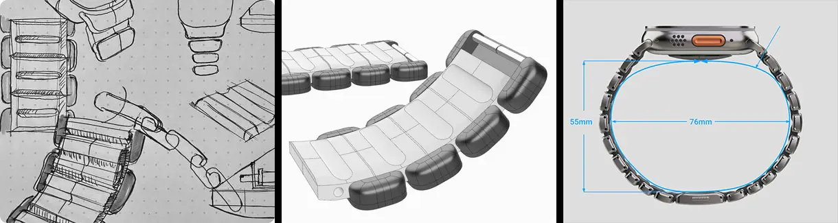 Bracelet NOMAD Stratos Titane Icy Blue Glow pour Apple Watch