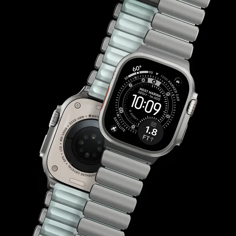 Bracelet NOMAD Stratos Titane Icy Blue Glow pour Apple Watch