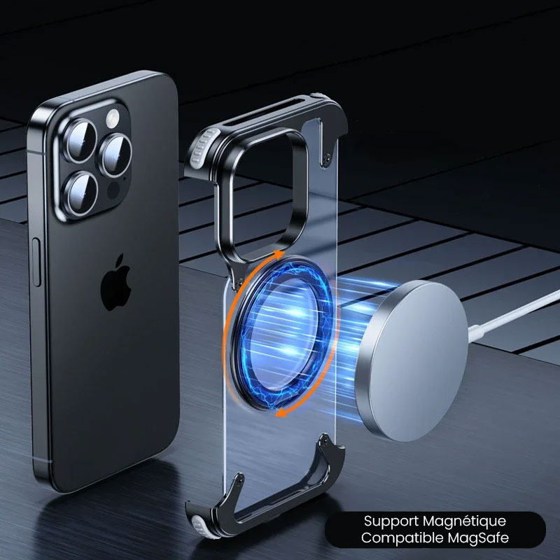 Bumper Aluminium OATSBASF KickStand MagSafe pour iPhone 15 Pro Max