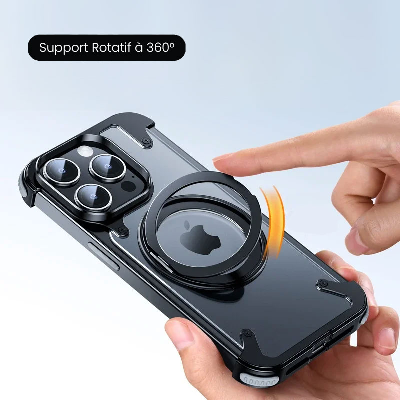 Bumper Aluminium OATSBASF KickStand MagSafe pour iPhone 15 Pro Max